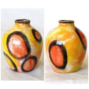 Handmade Ceramic Yellow & Orange Mini Bottle Contemporary Piece Decorative Vase